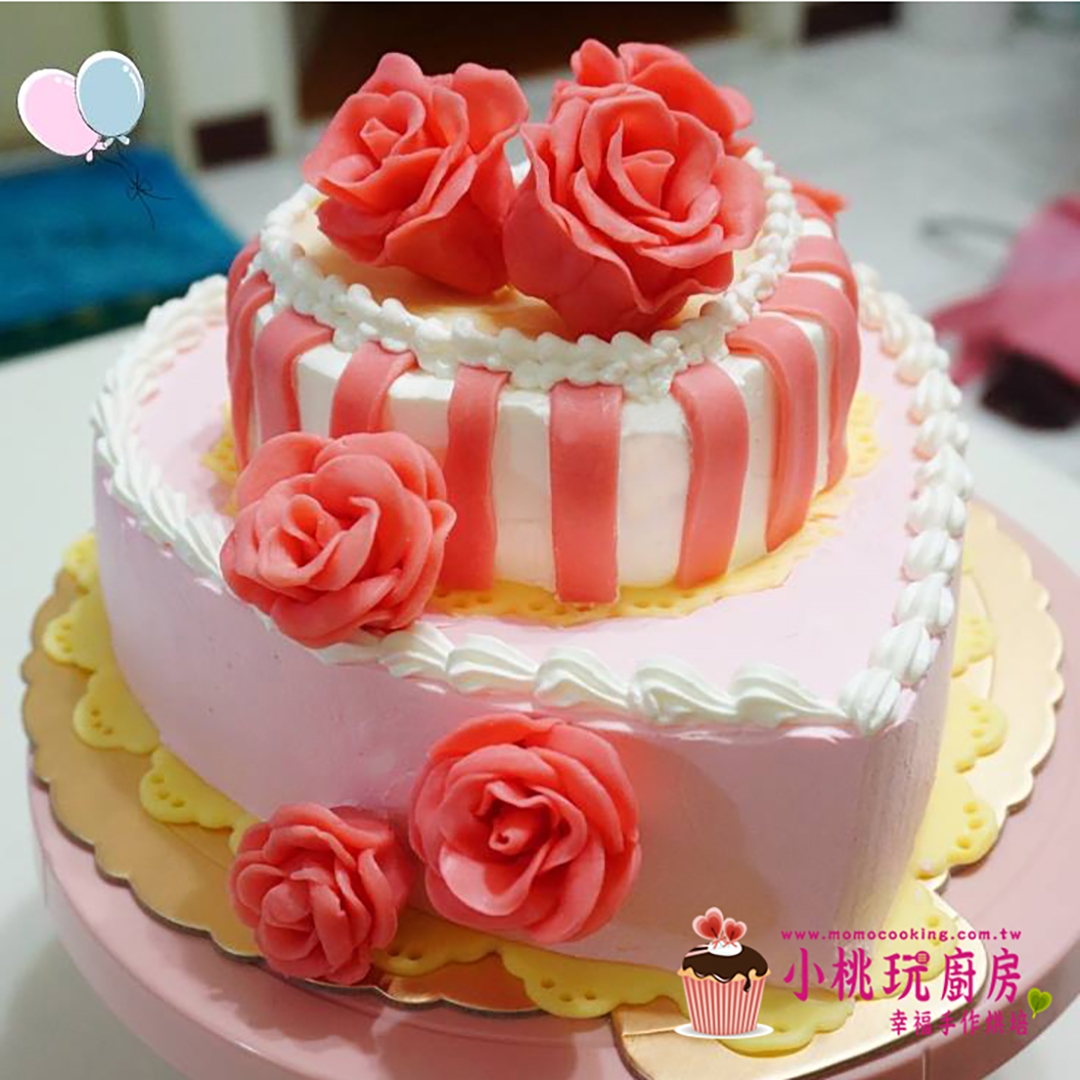 圖片 雙愛心花花蛋糕