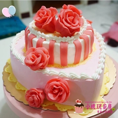 圖片 雙愛心花花蛋糕