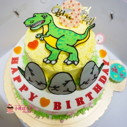 圖片 恐龍蛋糕-暴龍手繪雙層款